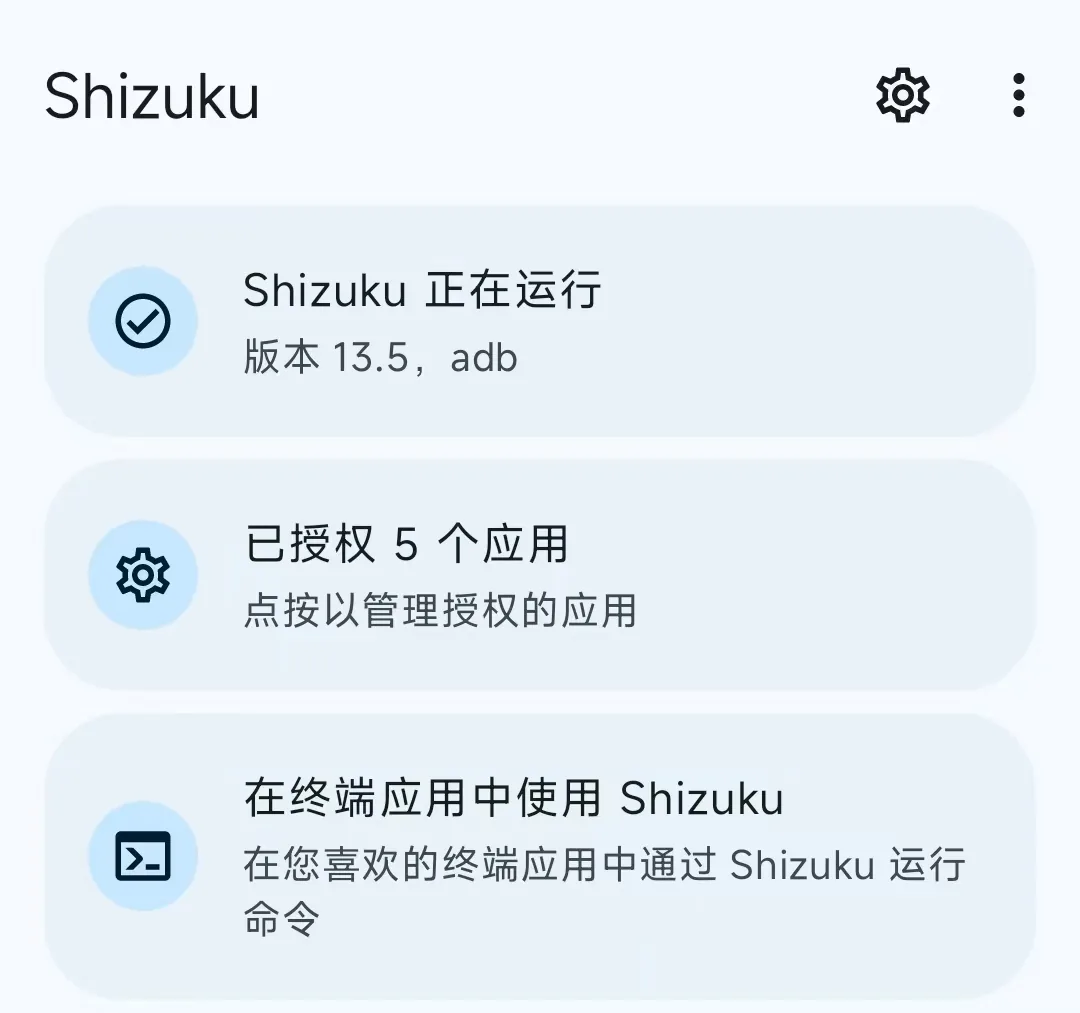Shizuku正在运行界面